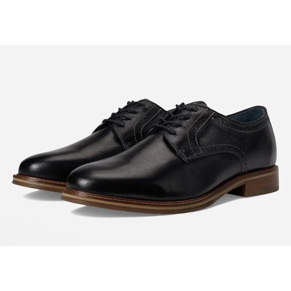 New Johnston & Murphy Men's 8.5 M Black XC Flex Raleigh Leather Plain Toe $175